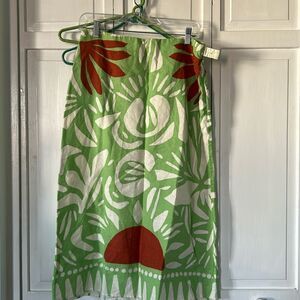 Maison d'Amelie green and white linen blend midi skirt - Size M